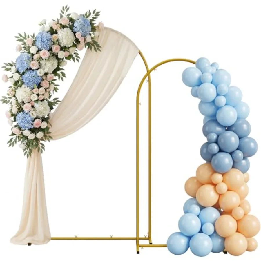 Metal Arch Backdrop Stand 2 Set 7.2FT/6FT Gold Wedding Arch Frame for Wedding Baby Shower Birthday Ceremony Party Decor Gold Me