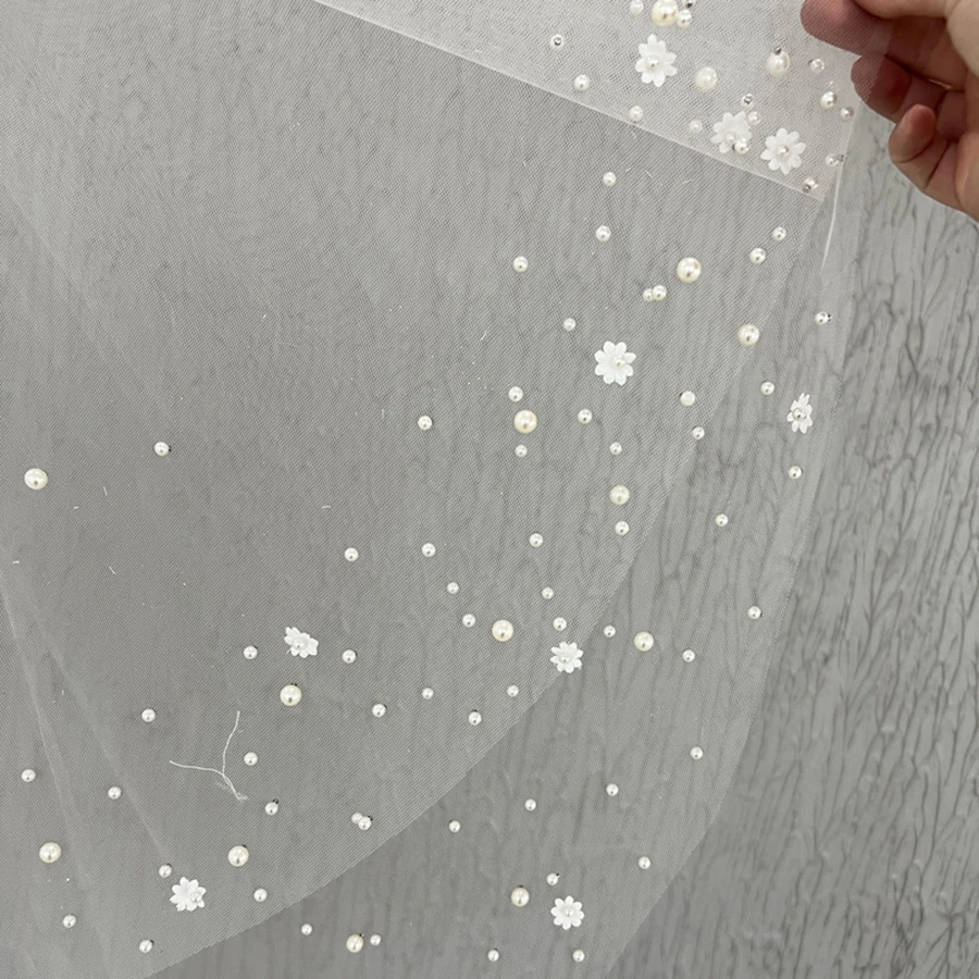 Nouveauté deux couches mariée voiles de Mariage perles fleur ivoire court voile de mariée Boda velo de novia Matrimonio