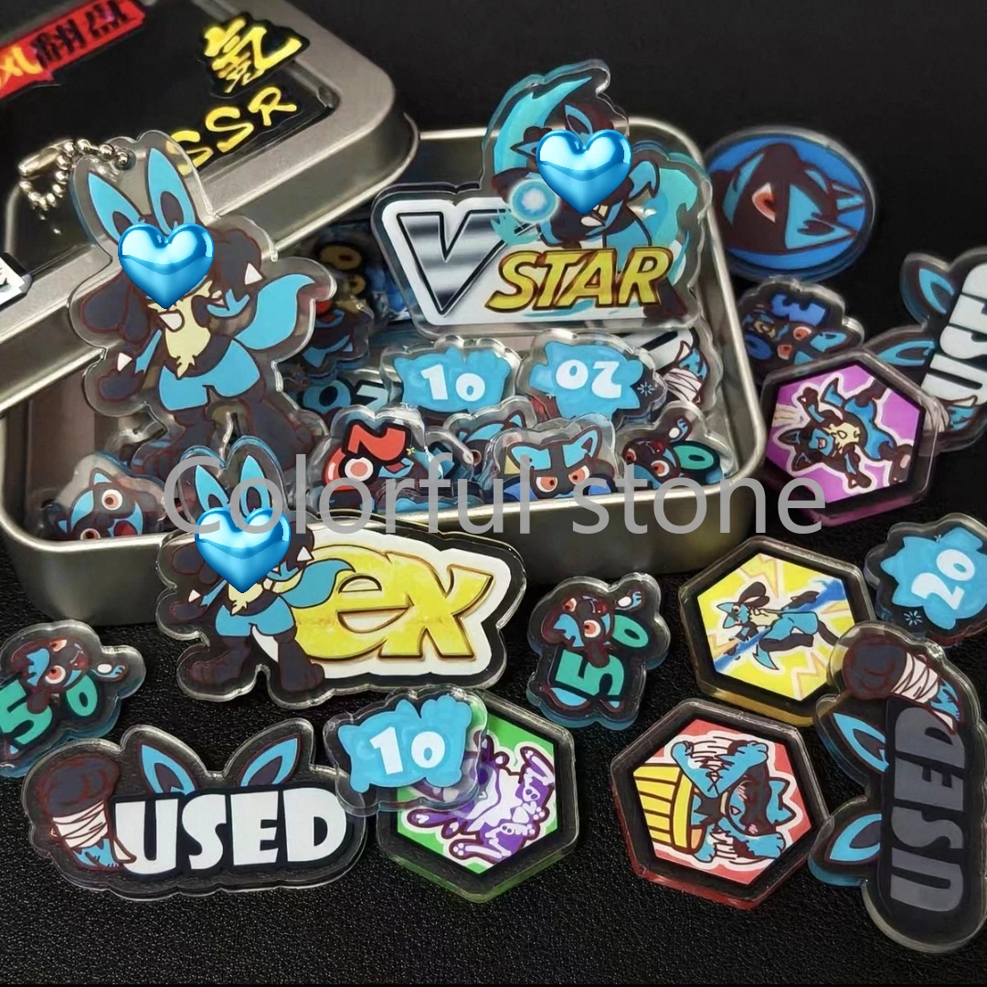 ポケモン-ptcg-ダメージカウンターセット-ルカリオテーマダイス-vstar-マーカー-ex-ボードゲームアクセサリー-ポケモンプレイヤーとファン向け