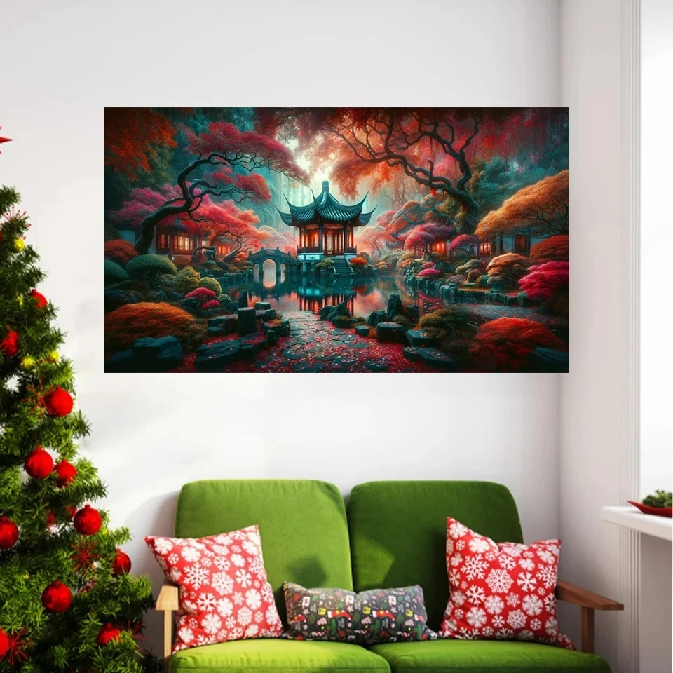 Mysterious Forest 5D Large Diamond Painting New 2024 Pavilion Natural Scenery Full Square Diamond Mosaic DIY Cross Stitch W547