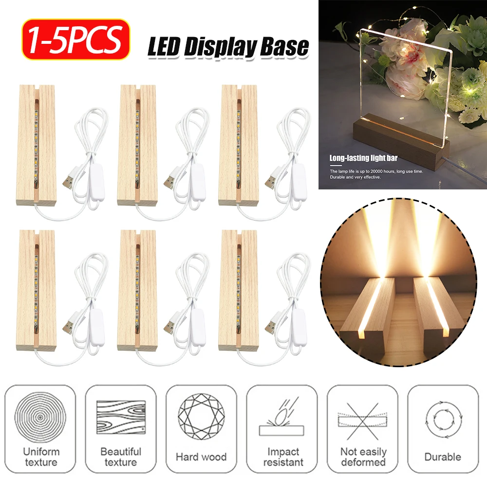 

LED Wood Display Base Rectangle Wooden Lighted Stand Acrylic Light Plate Base Handmade Art Craft Accessories