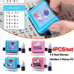 4pcs/set Math Roller Stamp for Addition Subtraction Multiplication Division Rolling Number Practice Stamp Digital Teaching Stamp