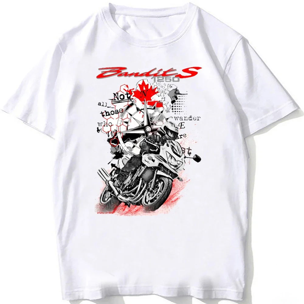 Gsf Bandiet 1250S Biker Adventure Motorfiets Klassiek T-Shirt Zomer Heren Korte Mouw Wit Casual Tops Hiphop Boy Riding Tees