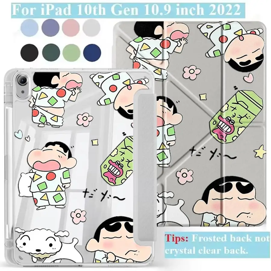 

Чехол-подставка C-Crayon S-Shinchan Funny Y-Fold для планшетов iPad Pro 2025, Mini 6, 7, Air 4, 5, M3, M2, 1, 2, M4, 11 дюймов, Pro 11-го, 10-го поколений