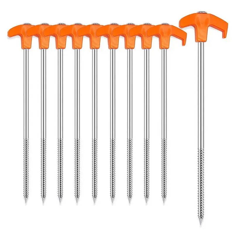 

10pcs Tent Stakes portable Rustproof Ground Spikes Non-Rust Metal Pegs Heavy-Duty Nail Spikes For Family Tents Outdoor Patio