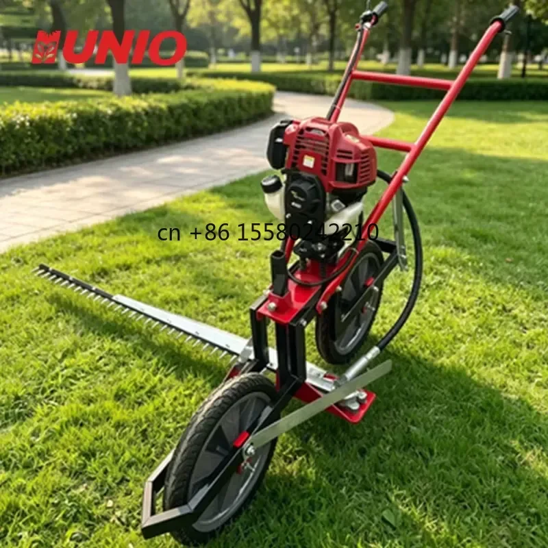 2026 hot For Farm Grass Trimming Hand Push Two Wheel Lawn Mower Efficient Sickle Bar Scythe Mower for Rough Grass