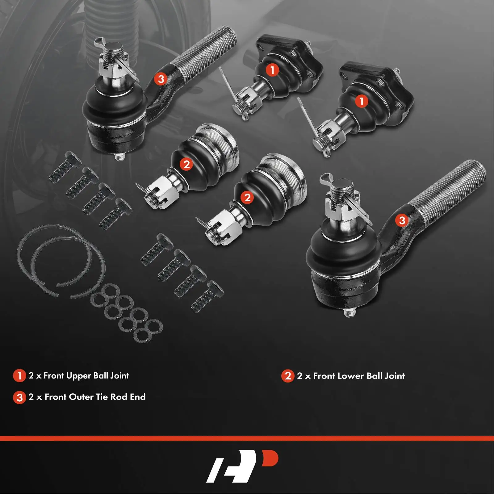 A-Premium 6x Front Tie Rod End with Ball Joint for Nissan D21 1986-1994 Pickup 1995-1997