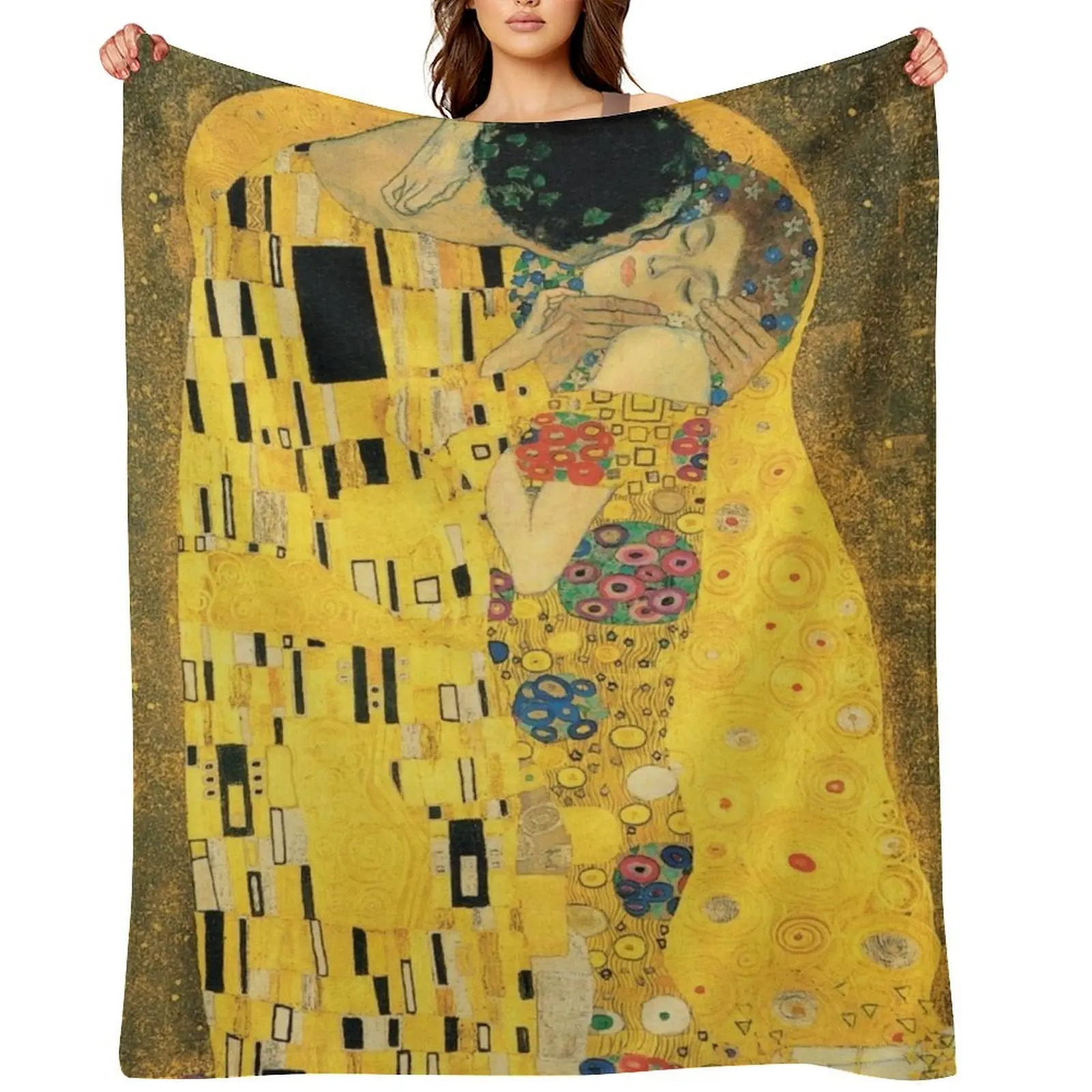 

THE KISS - GUSTAV KLIMT Throw Blanket Bed linens Luxury Designer Sofa Sofas Blankets