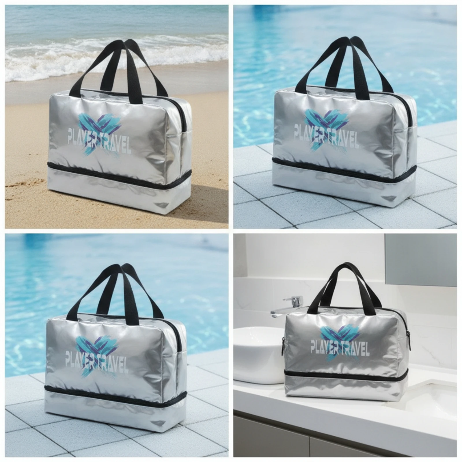 

Duffle Bag with Shoe Compartment Wet Dry Travel Bag with Shoe Compartment Water-Resistant Glossy for Gym, Beach