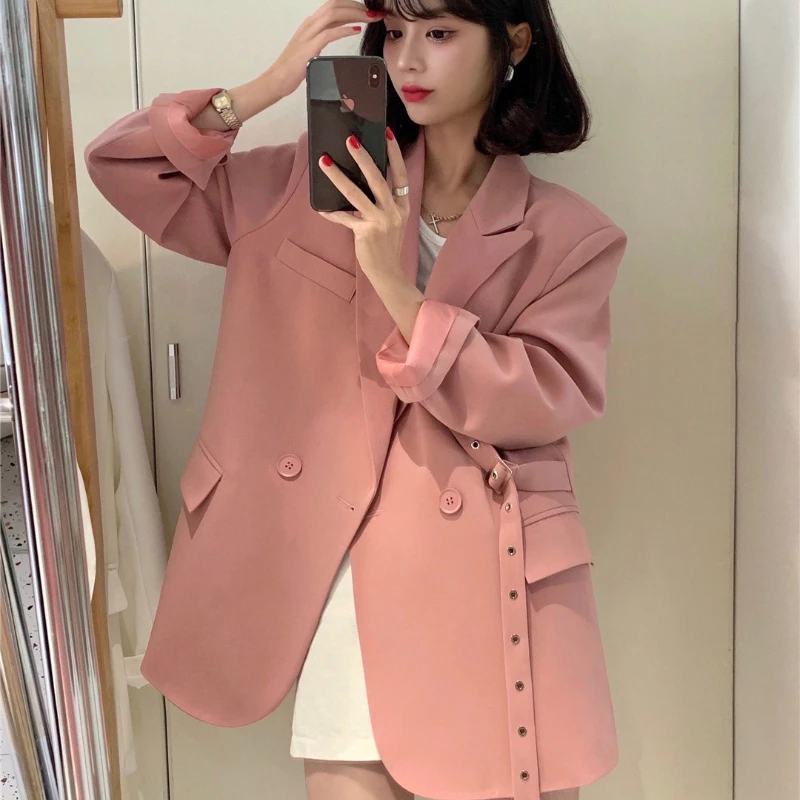 Fashion Lace-up Blazers for Women 2025 Spring Two-Button Loose Long Sleeve Suits Jackets Elegant Popular Office Lady Coat Mujer