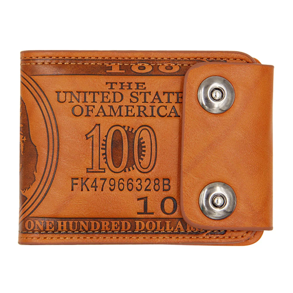 محفظة رجالية متعددة الوظائف ثنائية الطي، محفظة صغيرة عتيقة بزر مزدوج للإغلاق، محفظة آمنة للرجال، طراز كاجوال محمول #3