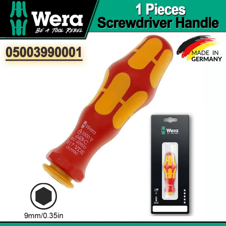 

Wera 05003990001 Screwdriver Handle Kraftform Kompakt VDE 817 for Use with Interchangeable Blades, 9mm Head