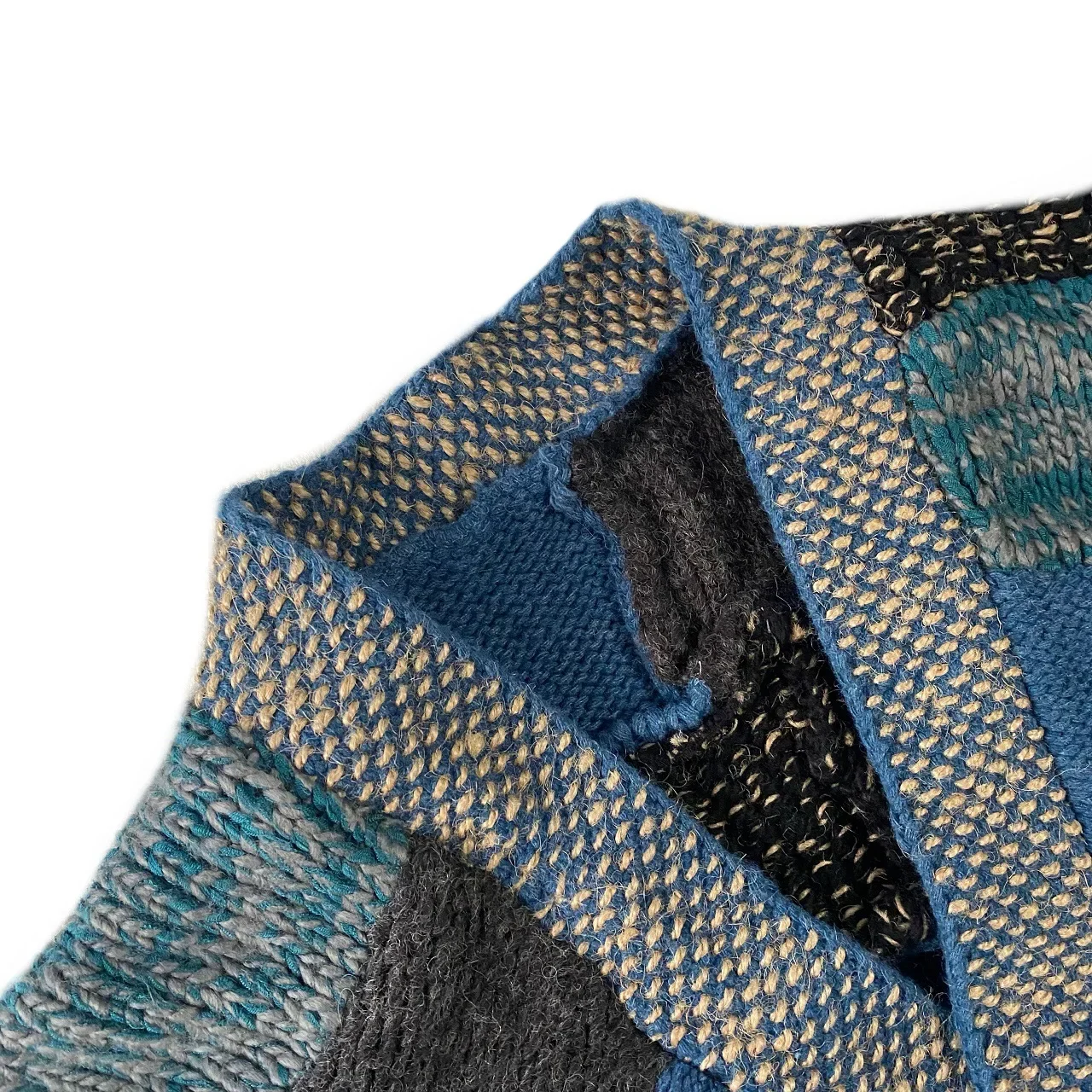 Kapital Vintage Non Hirata Hiroshi Stitching Knitted Japan Blue V-neck Thickened Sweaters Loose Cardigan Plaid Wool Taoist Robe
