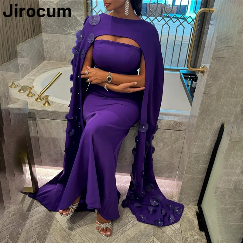 

Jirocum Elegant Mermaid Purple Prom Dress Women Saudi Arabia Strapless Party Evening Dresses Ankle Length Special Occasion Gowns