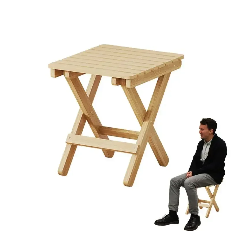 Portable Folding Stool Wooden Stool Chair Lightweight Fold-up Step Stool Heavy Duty Folding Foot Rest For Outdoor Hiking