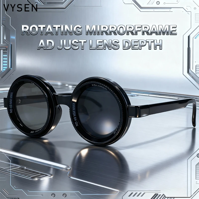 

Steampunk Small Frame Sunglasses Men Polarized Round Punk ND9 Adjustable Dimming Sunglass Driving Outdoor Fishing Filter Shades