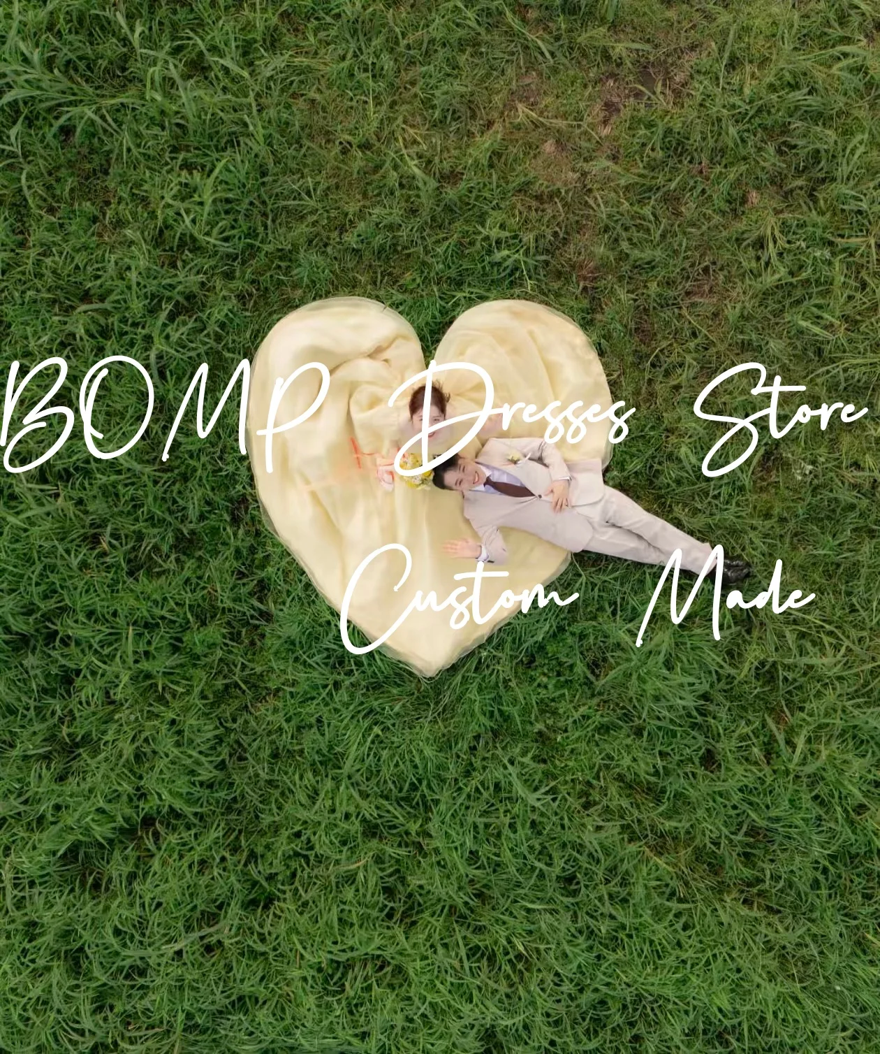 BOMP – robe de soirée de mariage jaune élégante, manches bouffantes, traîne de balayage, Organza coréen, séance Photo, robe de mariée personnalisée