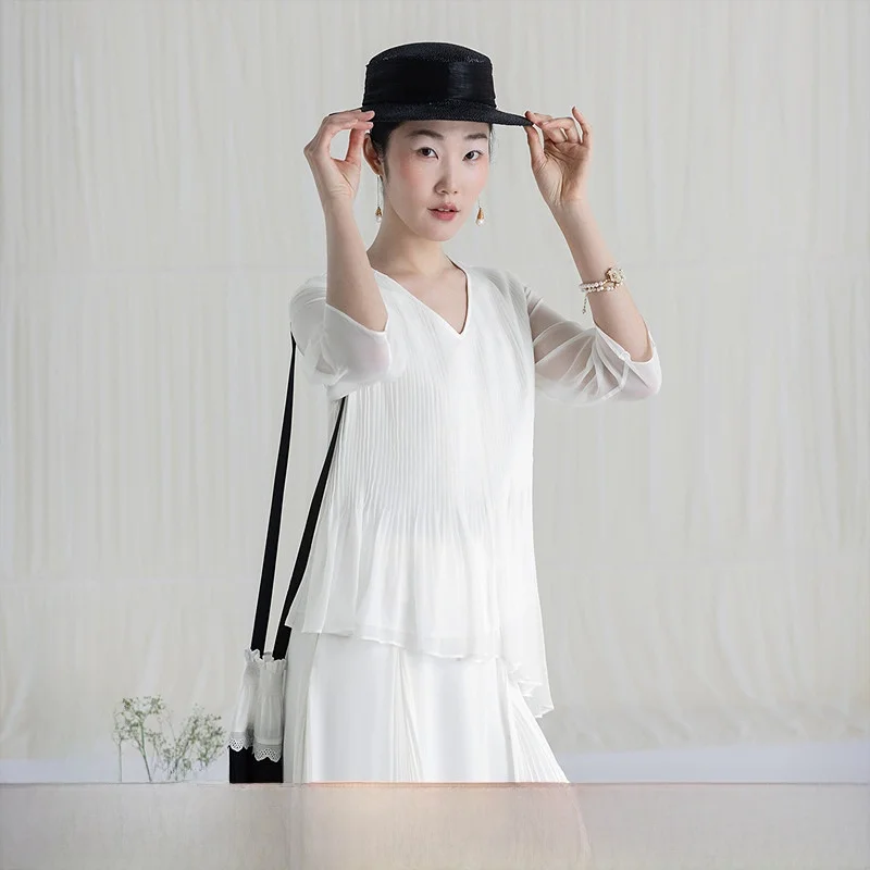 

Шелковая женская блузка свободного кроя с цветочным узором, новинка лета 2025, A Life on the Left Ele, прямая, облегающая, без рукавов