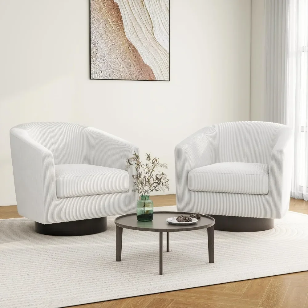 

Swivel Barrel Accent Chair, Modern Round Corduroy Fabric Arm Chair for Living Room, Bedroom, Comfy Club Reading Chairs for Adult
