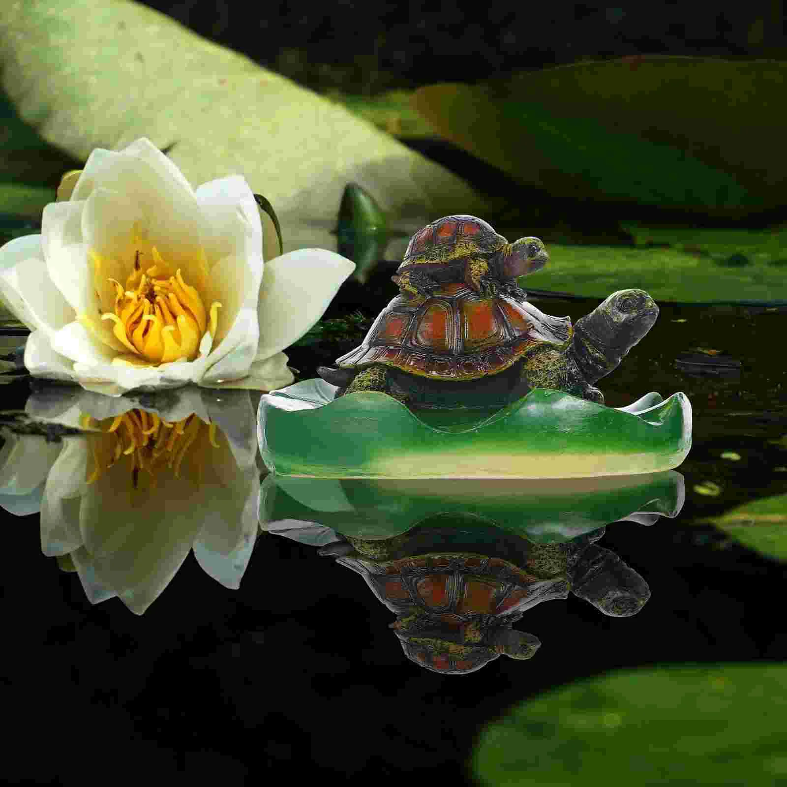 Pool Decoration Turtle Figurine Frog Tortoise Floating Lily Pads Fountain Simulation Fish Tank Ornament Lotus Leaf Water