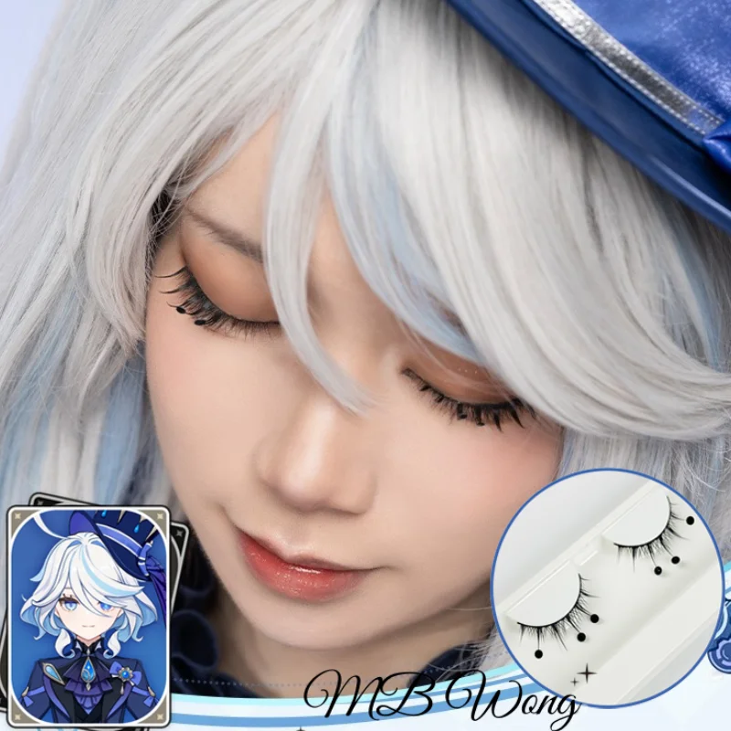 Game Genshin Impact Furina Cosplay Eyelashes Furina Eyelashes Focalors Eyelashes With 3 Rhinestones Role Play Halloween Carnival