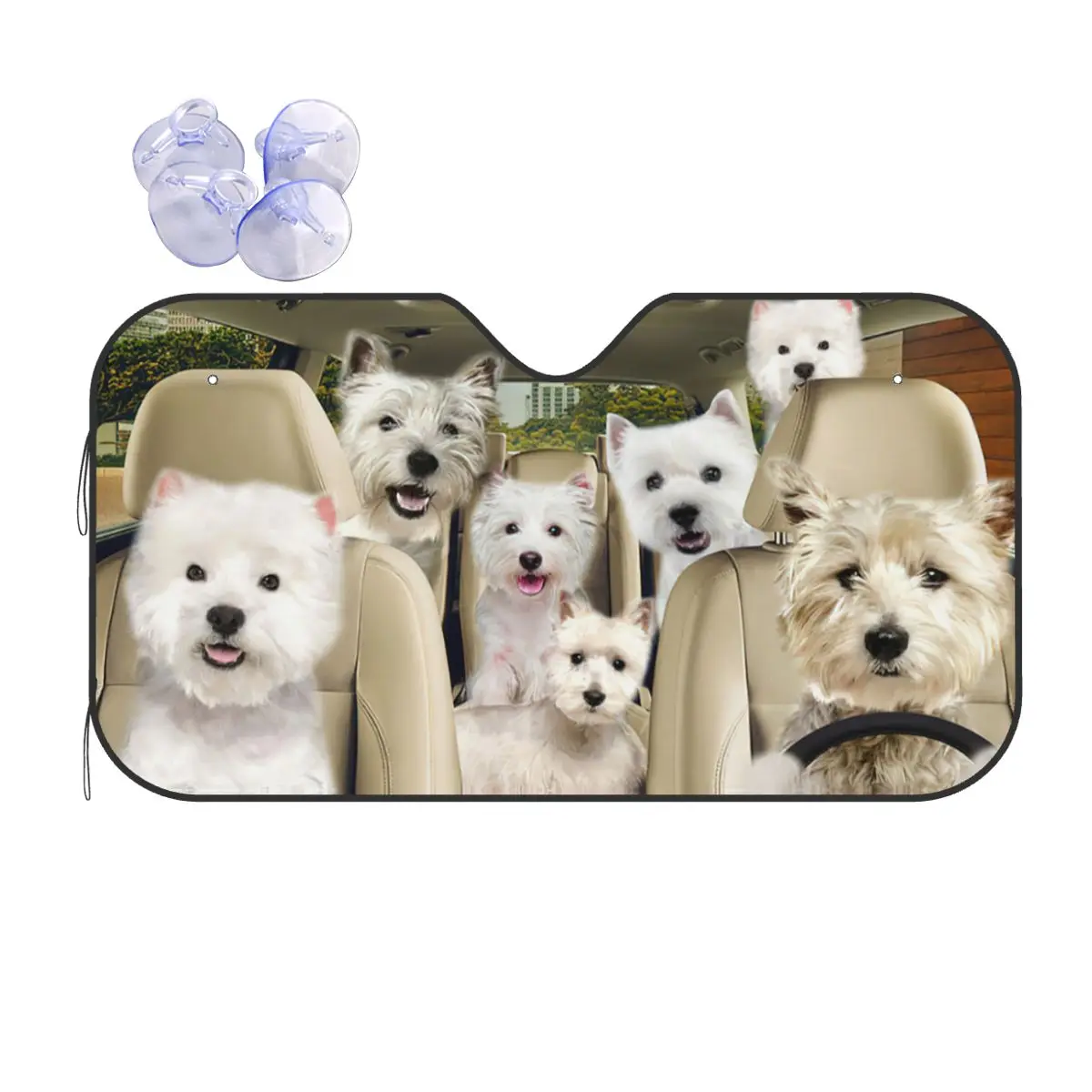 Westie West Highland Terrier Dog Personality Windshield Sunshade 76x140cm Animals Driver Foils Sunshade Visor Solar Protect