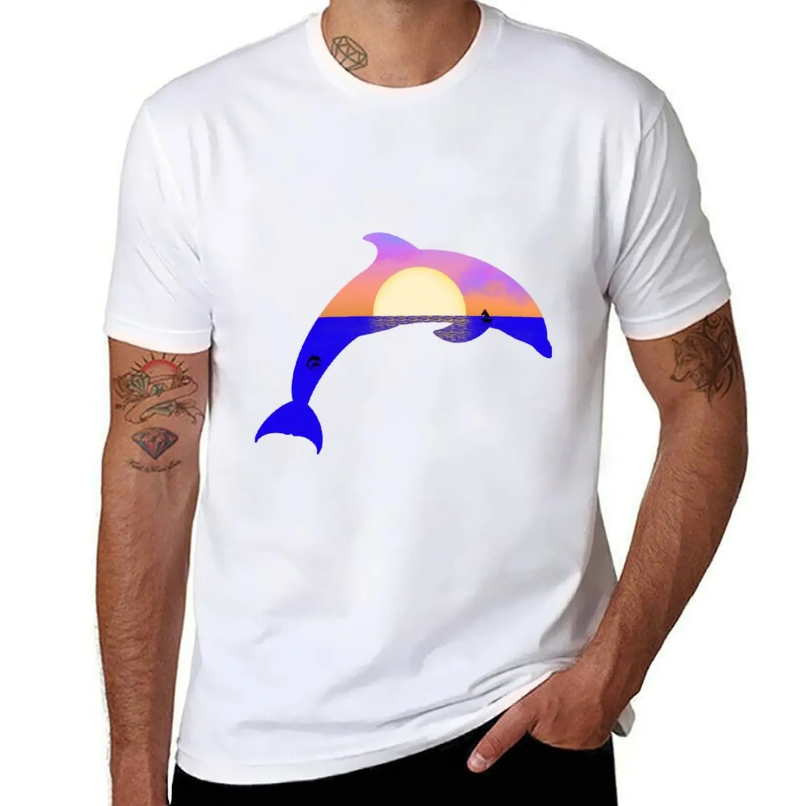 

Sunset dolphin T-Shirt man t shirts graphic t shirts for man graphic vintage T-Shirt