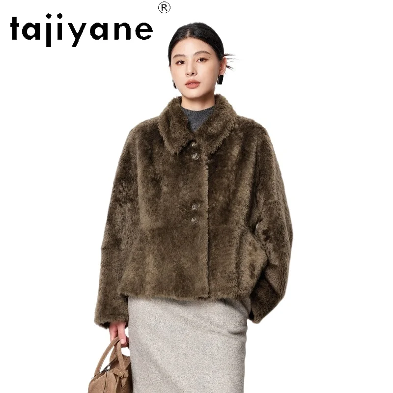TAJIYANE 100% Spain Lacon Sheepskin with Wool Attached Coats Casual Short Fur Jacket Lapel Fur Coat Woman Clothing Winter 2026