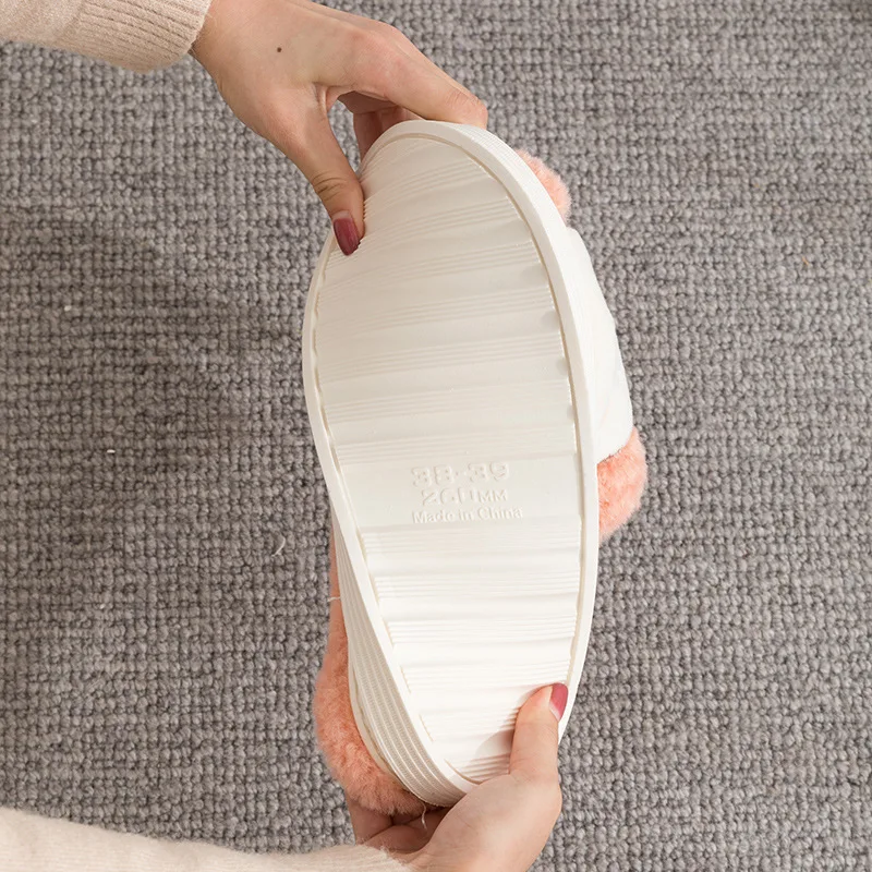 New cotton slippers women autumn and winter couples home indoor non-slip cute cartoon plus velvet warm plush slippers men