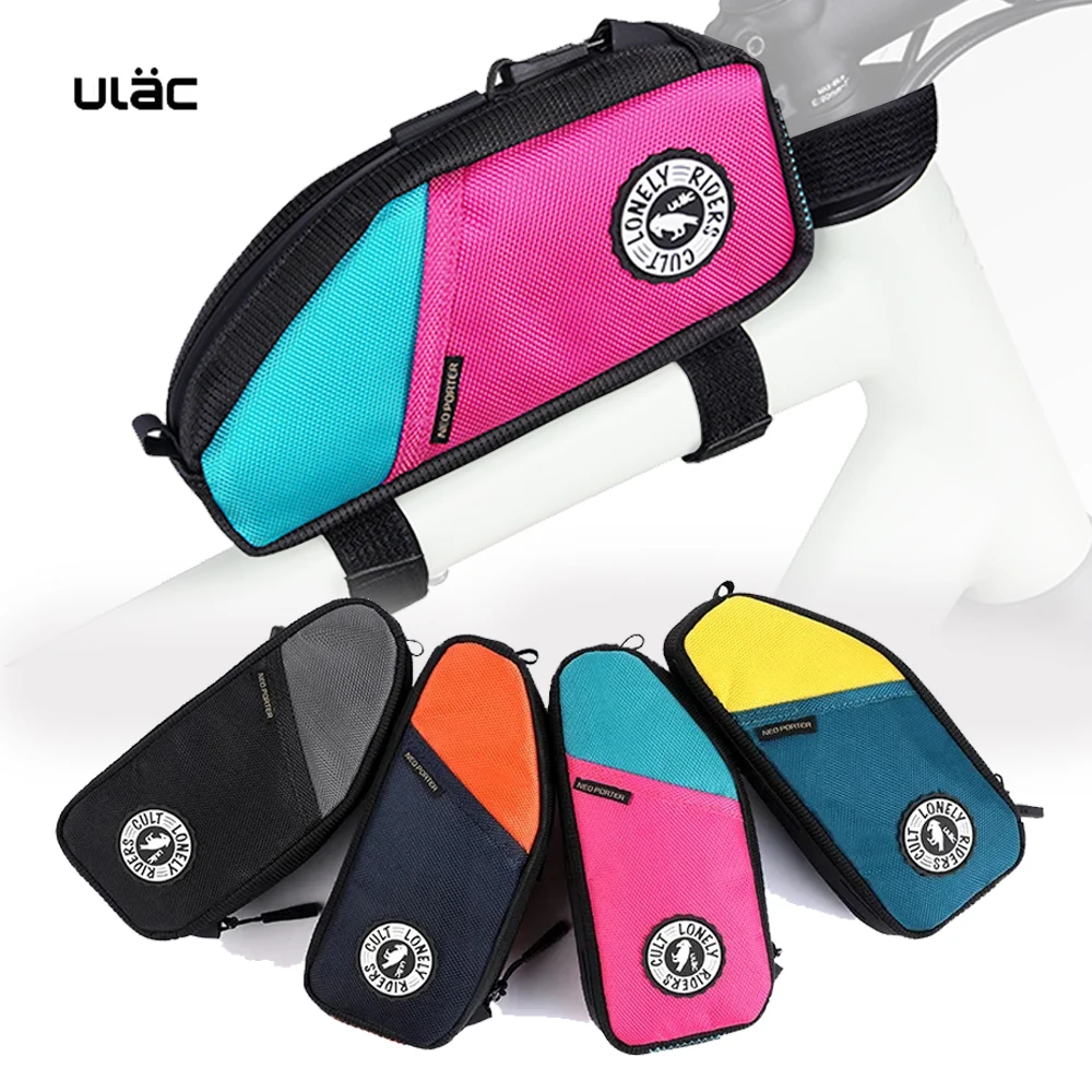 ULAC Bicycle Frame Bag MTB Bike Top Tube Bag High Quality Durable Fabric 1.2/1.6L Capacity Ultralight Cycling Bag Side Pocket