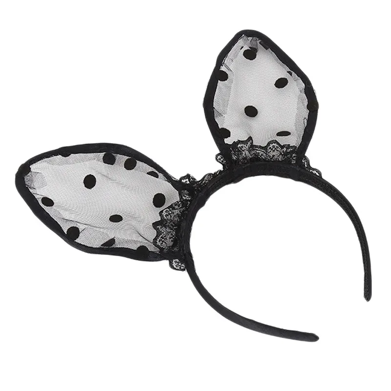 10pcs Black Lace Cat Ears Masquerade Headband for Halloween Christmas Carnival Party Costume Women Girls