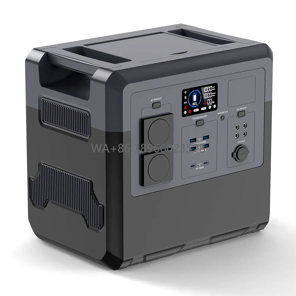 

Emergency USB Charger 2400W Pure Sine Wave AC DC Lifepo4 Battery Power Station LED Light Energy Storage System Solar Panel