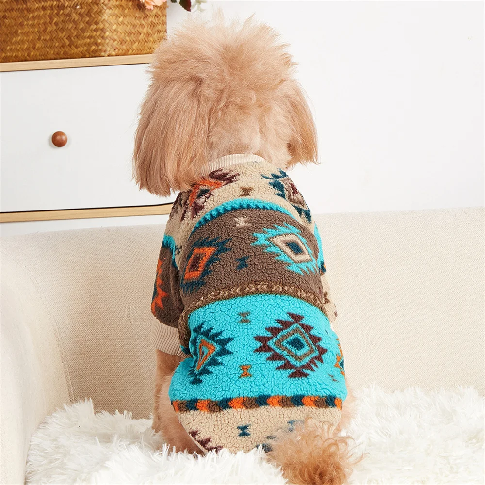 Totems Print Puppy Dog Sweater for Small Dogs Winter Warm Pet Hoodie Clothes Poodle Schnauzer Bichon Pullovers mascotas Clothing