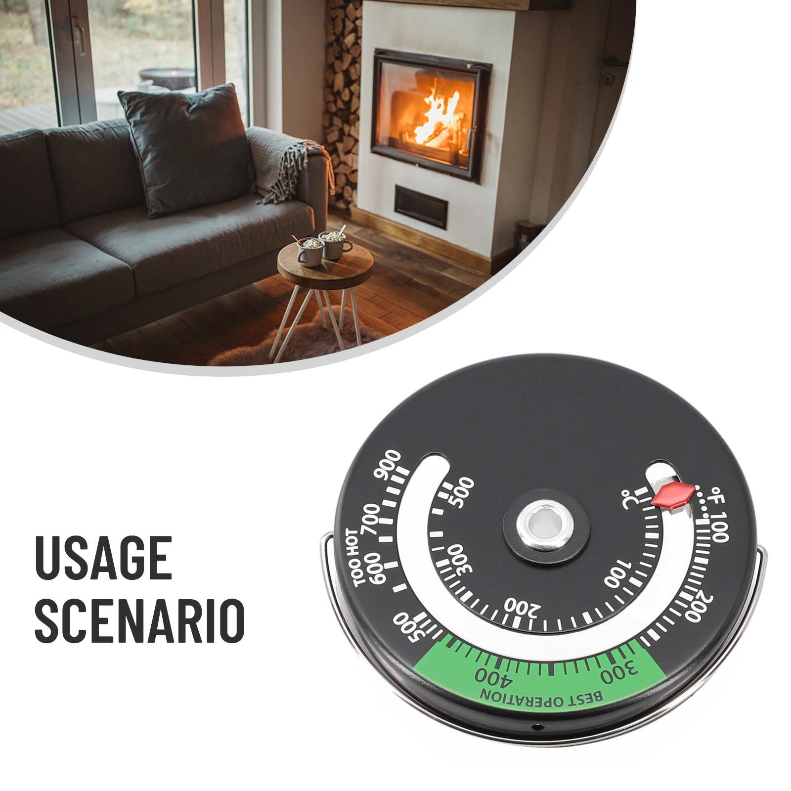 Magnetic Fireplace Fan Stove Thermometer For Log Wood Burner Wood Stove Heater Thermometer Oven Stove Burn Indicator