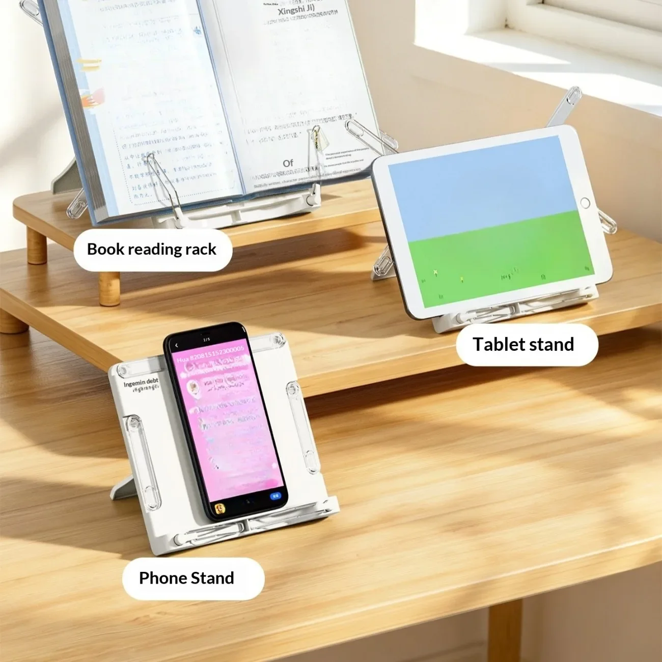 1pc Portable Folding Book Stand, Mini Multi-Purpose Holder, Phone Tablet Reading Support Rack, Desktop Office Item