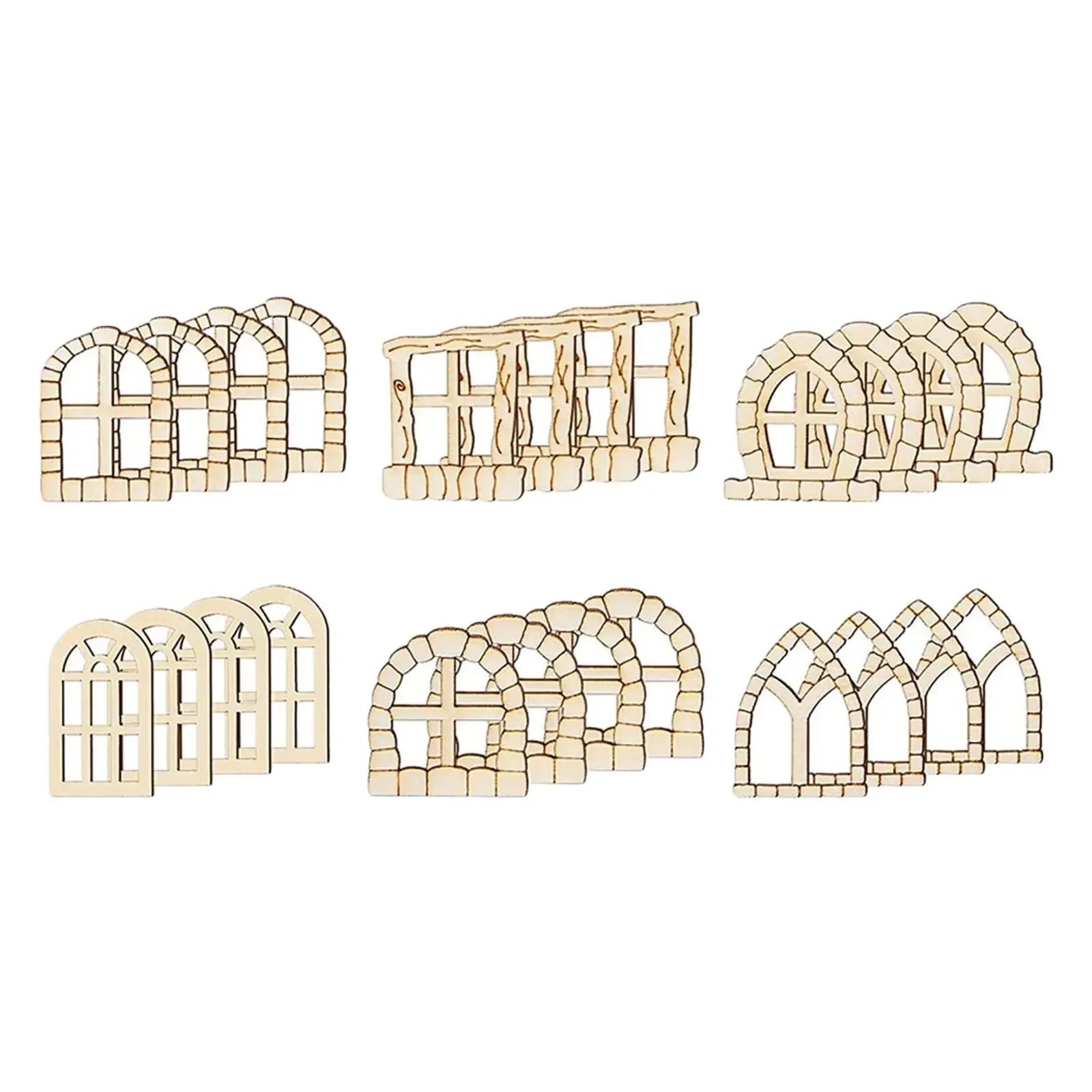 yes48Pcs Mini Fairy Doors and Window DIY Garden Door Window Unfinished Craft