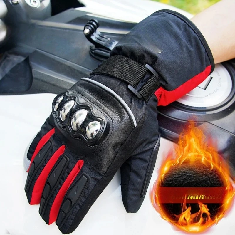 

Мотоциклетные перчатки с флисовой подкладкой для зимы, утолщенные, теплые, ветрозащитные, водонепроницаемые, для мотоциклистов, электрические.