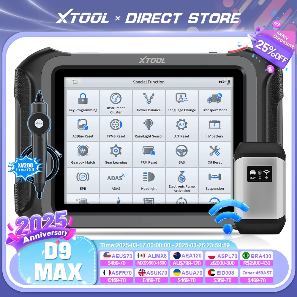 XTOOL D9 MAX Bluetooth диагностические инструменты с J2534 ECU программирование для BMW 42+ сброс топологии карты 3 года бесплатно FCA DoIP CAN FD