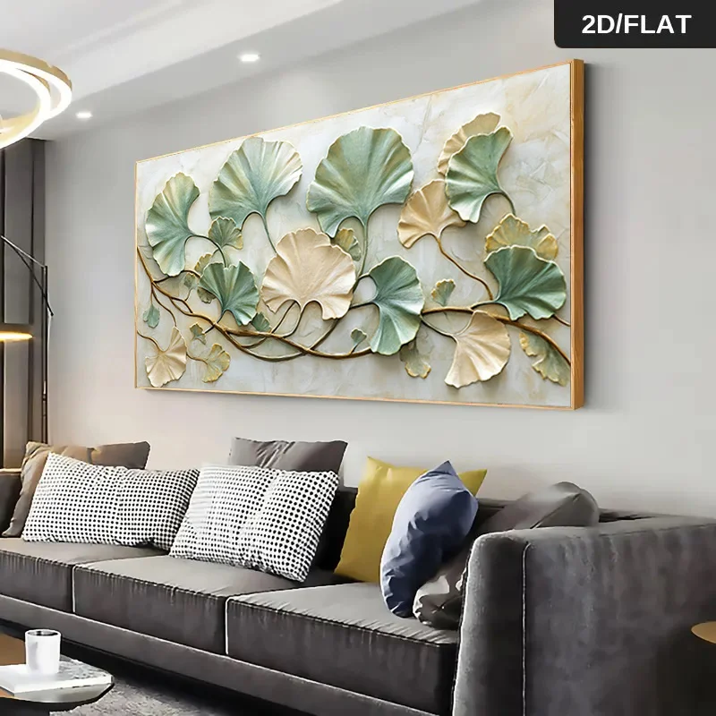 

1pc Extra Large Modern Abstract Ginkgo Leaves Canvas Painting, Minimalist Living Room & Bedroom Decor, No Frame, Home Decoration