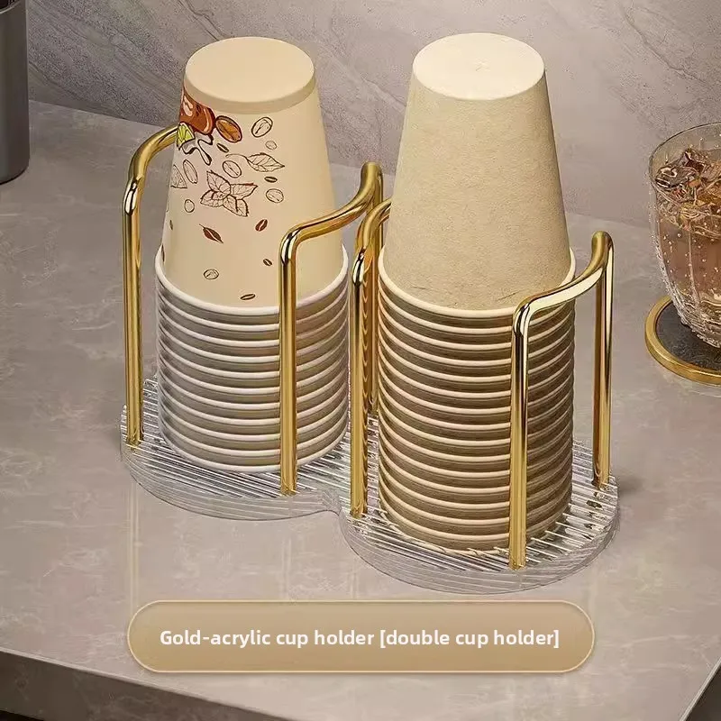 Tabletop Acrylic Paper Cup Dispenser Multi Slot Cup Holder with Straw Organizer Rack for Desk Coffee Tea Cup Storage Tra