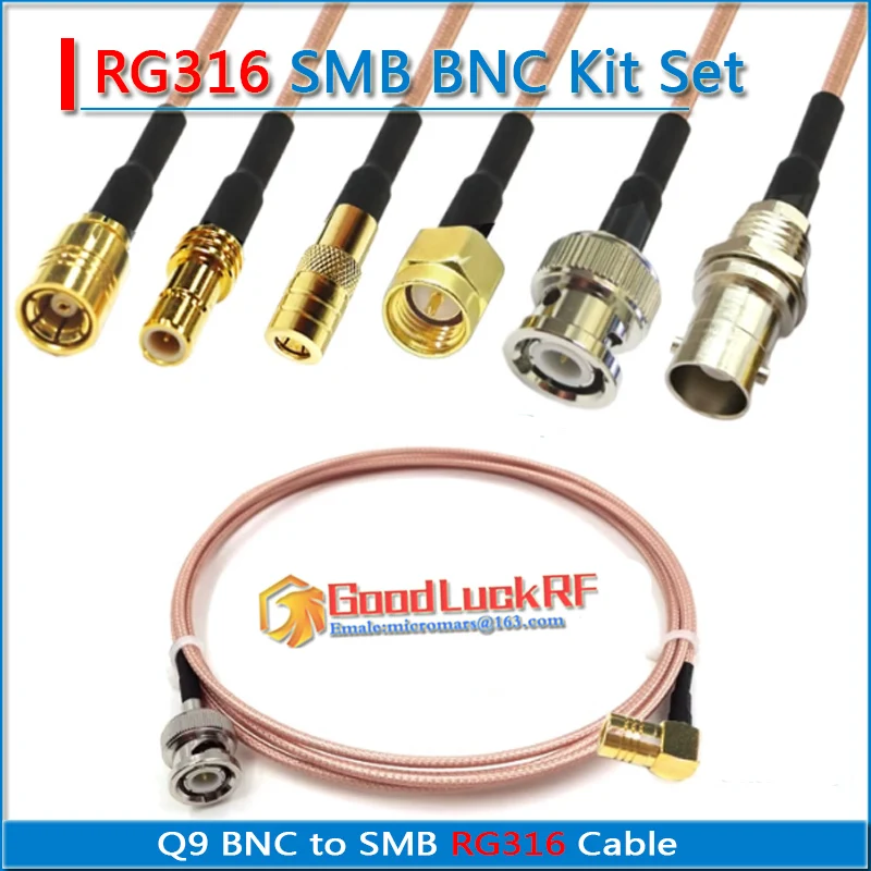 

50ohm Q9 BNC Male to SMA Female BNC Female to SMA Male Plug Pigtail Jumper RG316 Extend Cable RF Connector Low Loss