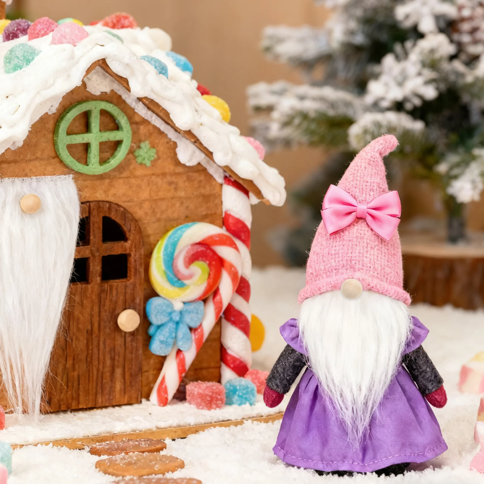 

24Sets DIY Gnome Beard Nose Crafting Supplies Set Realistic Polyester Fake Beards Wooden Beads Christmas Holiday Decoration