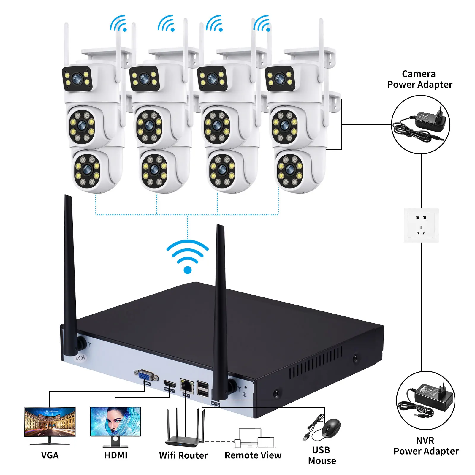 Imagem -03 - Sistema de Cctv sem Fio 8mp 4k Áudio Bidirecional à Prova Dágua Ptz Wi-fi Câmera ip de Segurança 8ch Nvr P2p Kit de Vigilância por Vídeo Icsee Xmeye