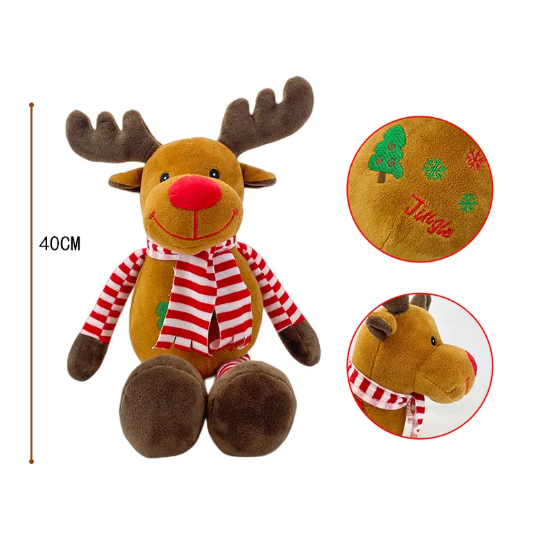 40cm Christmas Santa Claus Plush Doll Snowman Elf Elk Deer Plushie Toy Soft Sleeping Pillow Home Decoration Fans Girlfrien Gifts