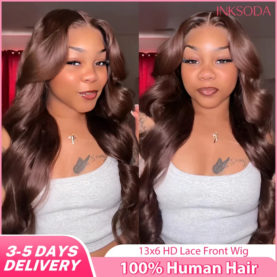 

40 Inch Body Wave 220 Density Chocolate Brown Human Hair Wigs 13x4 HD Lace 13x6 Lace Frontal Wig Brazilian Hair Wigs For Women