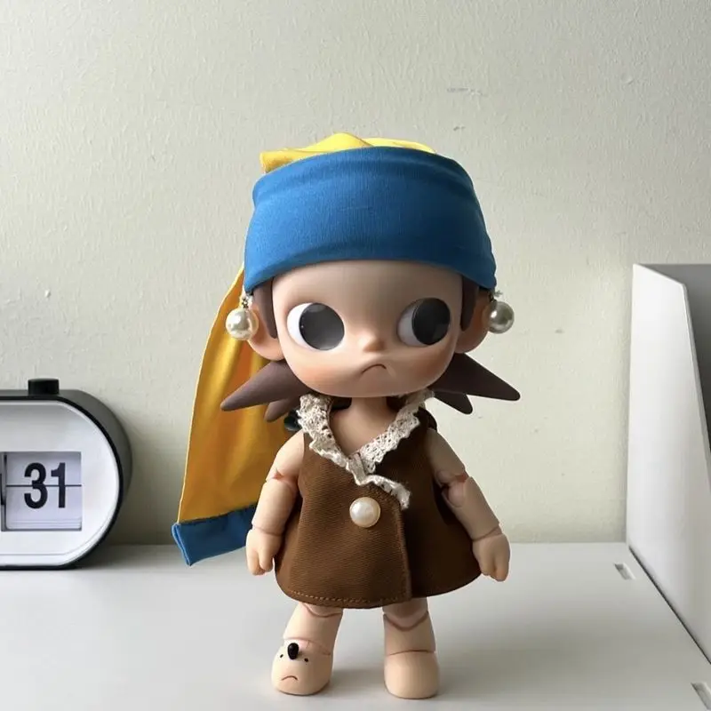 Ubranka dla Labubu dla dziewczynek z kolczykami z pereł, pasujące do Zsiga/Dimoo/Labubu/Star People, zabawne ubranka dla niemowląt.