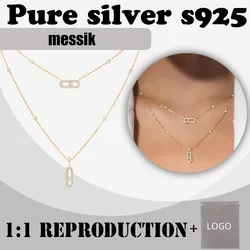 Fashion sterling silver s925 secret diamond double ring necklace messik home MOVE UNO series personalized women's necklace