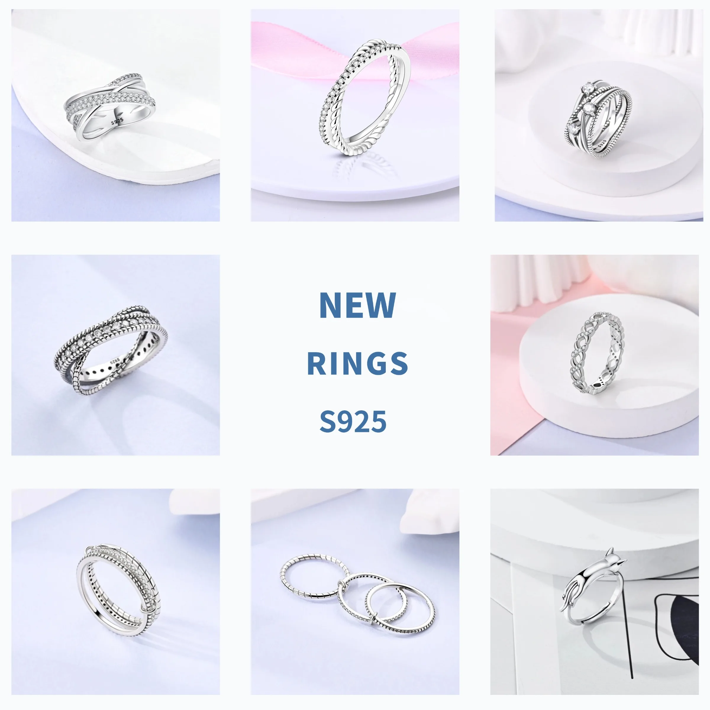 موضة جديدة 925 الفضة بسيطة إنفينيتي البنصر للنساء تألق الملتوية تكويم خواتم شعبية Anillo مجوهرات الخطوبة #4