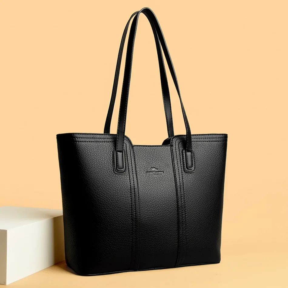 Bolsos de mujer de 3 capas de marca genuina, bolsos grandes de cuero suave de alta calidad de diseñador, bolso de hombro para mujer 2024, bolso de