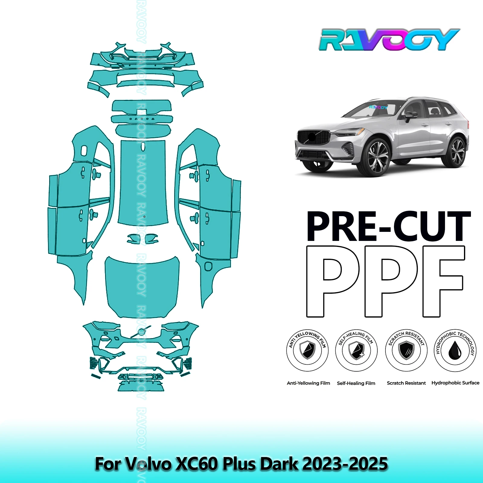 

Precut Paint Protection Film Full Vehicle Anti-scratch Exterior TPU PPF For Volvo XC60 Plus Dark 2023-2025